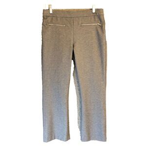 Ann Taylor Gray Stretch Slacks Straight Leg High Rise Zipper Pockets Size Medium